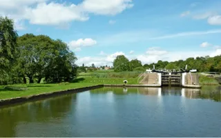 Scenic view of locks on the canal