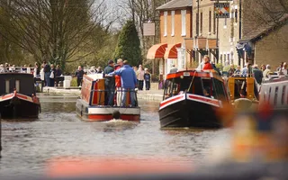 Boats travelling past the Canal Museum