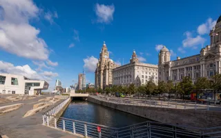 Picture of waterway and large building
