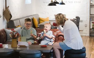 Eating ice cream at The Canal Museum, Stoke Bruerne