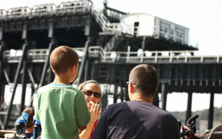 Visitors looking at Anderton Boat Lift