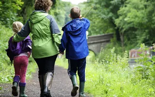 Family walking along Macclesfield Canal