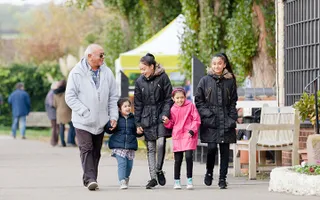 A family canal walk in winter