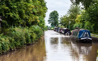 Boats moored on the canal