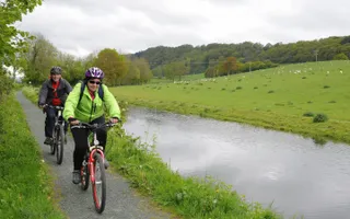 cycling on a rural towpath