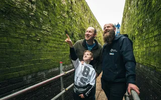 Inside a drained lock at an open day on the Staffordshire & Worcestershire Canal