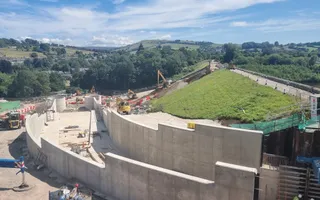 Views of the works happening at Toddbrook Reservoir