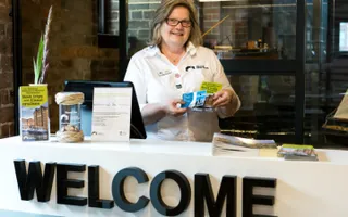 Welcome desk at the National Waterways Museum Gloucester