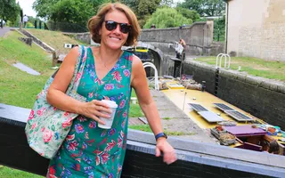 Enjoying a coffee by the lock