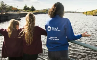 School children looking out to River Tees