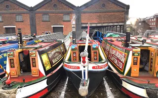 Boats moored in the upper basin at the Easter Gathering