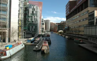 Boats moored in Paddington Basin