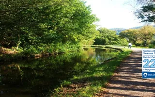 An image of the Swansea Canal with the Swansea 225 logo