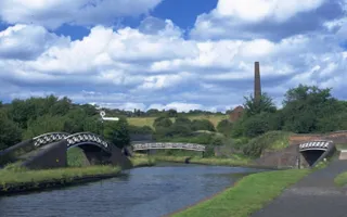 View of three bridges at Windmill End on Dudley Canal