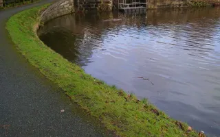 See pontoon infront of lock gates