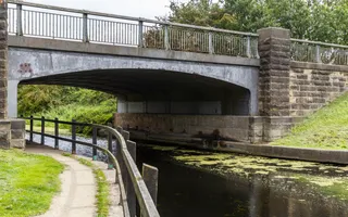 Canal with towpath and bridge