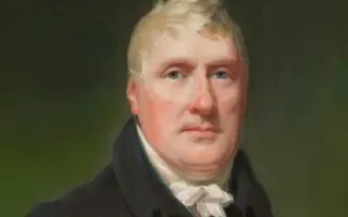 A painting of of a victorian man with a green background