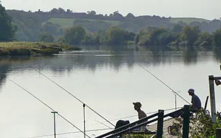 Anglers on banks of River Trent