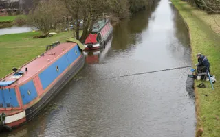 Steve Cope fishing at Little Onn, Shropshire Union Canal