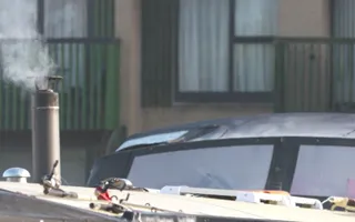 Smoking boat chimney