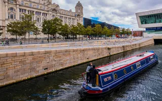 A canal boat entering the Canal Link at Liverpool