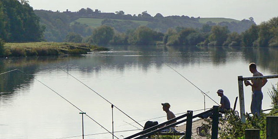 Anglers on banks of River Trent