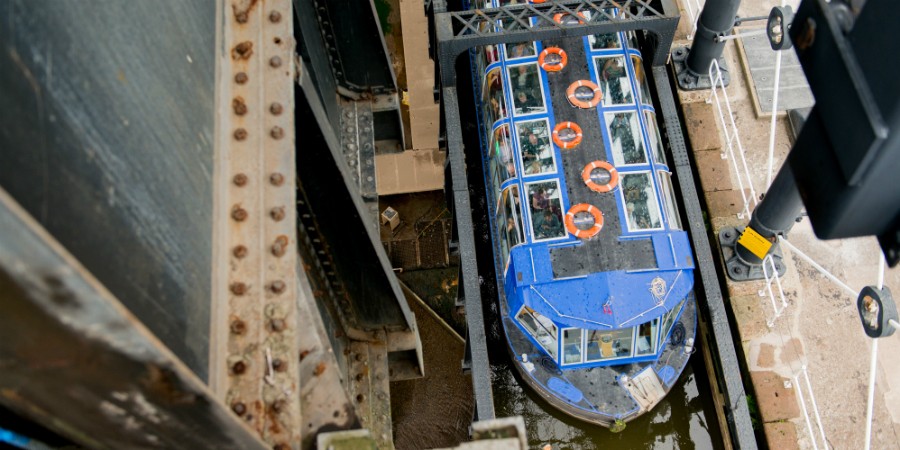 Look down into the boat lift