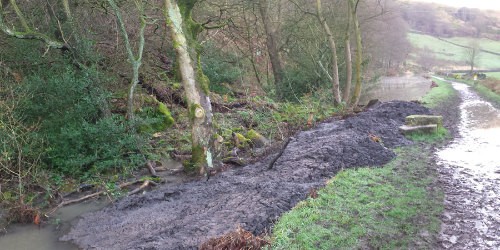 A landslide on the Rochdale Canal