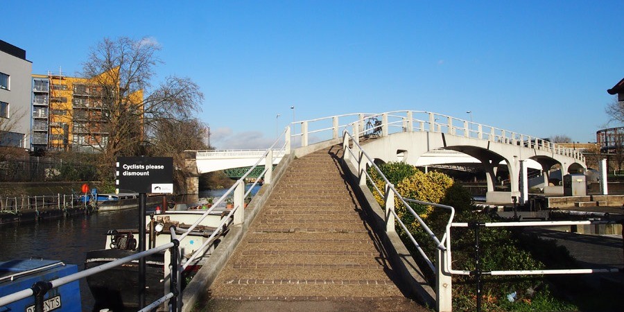 Bow Locks footbridge facing north east
