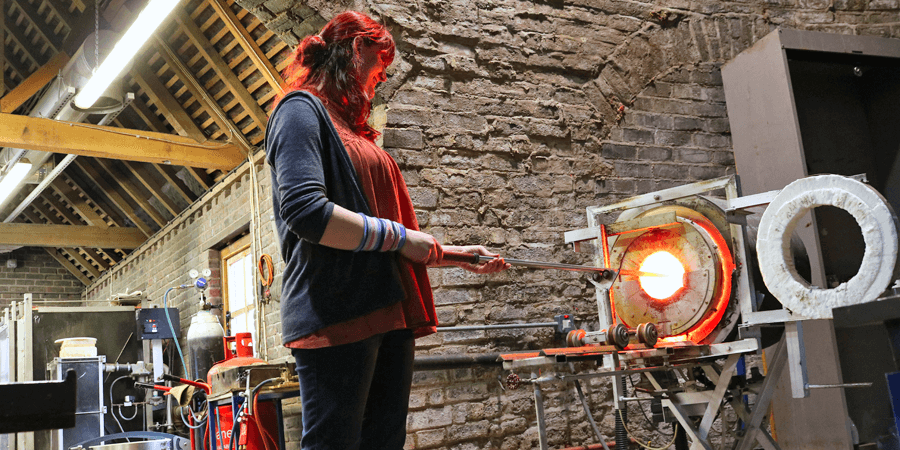 Hayley, Red House Glass Cone, glass blowing