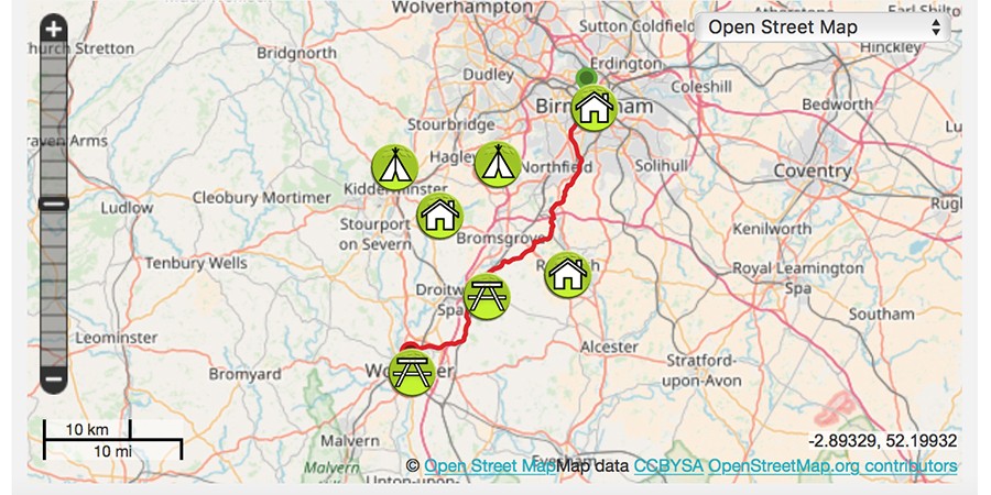 Worcester & Birmingham canal walk map