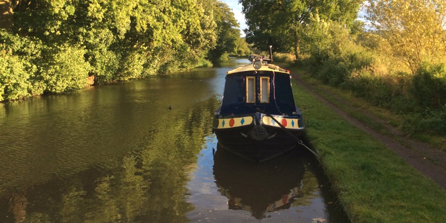 Narrowboat moored on the canal