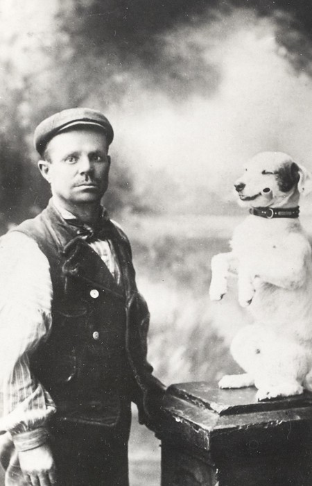 Portrait of man and his dog