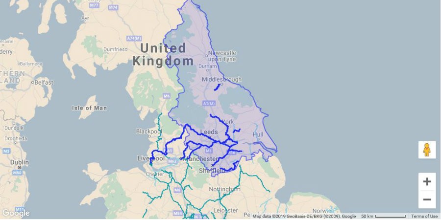 Yorkshire & North East region map