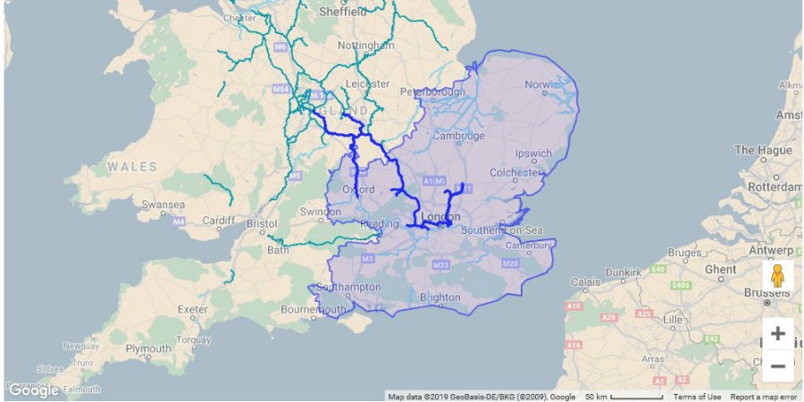 London and South East region map