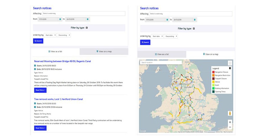 How to use the stoppages search map and list