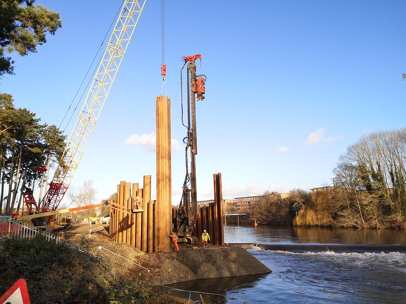 Fish pass works at Diglis weir, River Severn