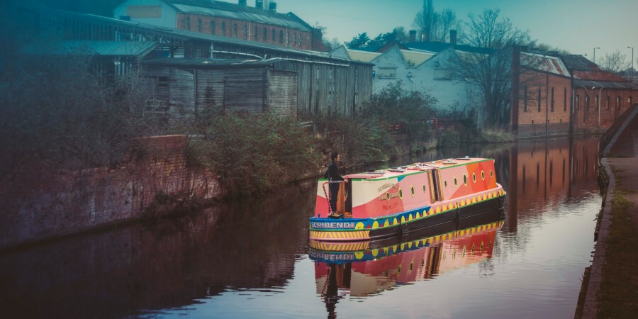 A narrowboat on a canal