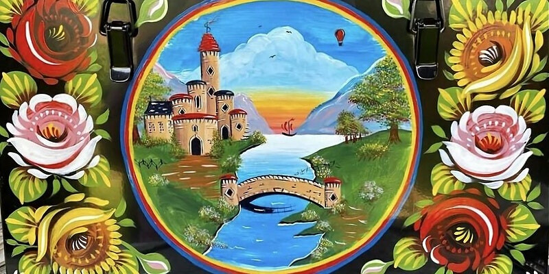 Picture showing colourful canal art