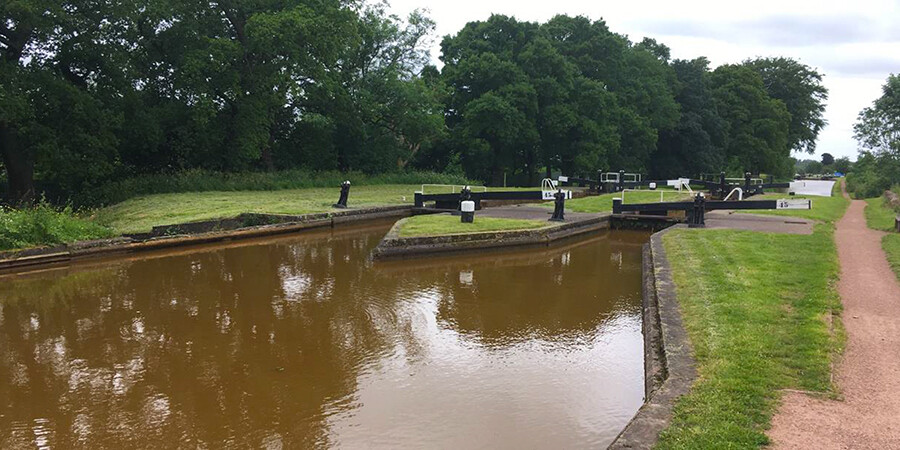 The area around lock gates on a canal