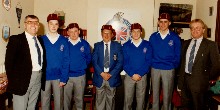 Roy Jeffery (centre) with the England team and NFA vice presidents George Copley (far left) and David Kent (far right) at the 1992 World Youth Angling Championships