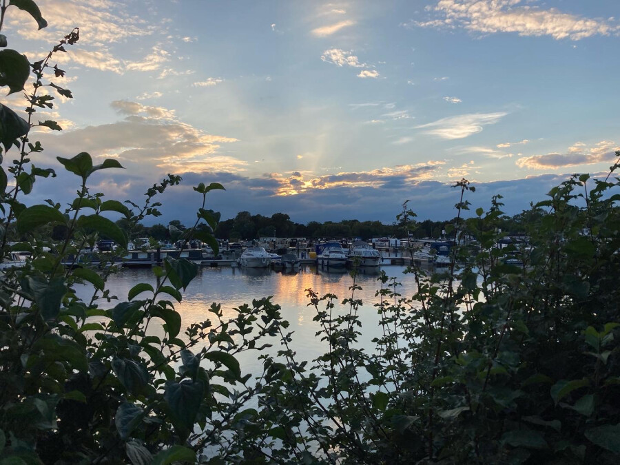 Hartford Marina sunset, River Ouse by Sarah Young